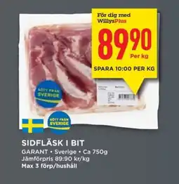 Willys GARANT Sidfläsk i bit erbjuda