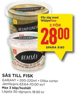 Willys GARANT Sås till fisk erbjuda