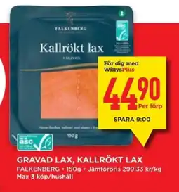 Willys FALKENBERG Gravad lax, kallrökt lax erbjuda