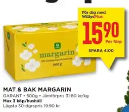 Willys GARANT Mat & Bak margarin erbjuda