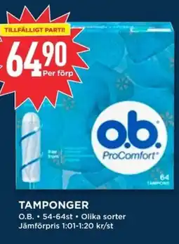 Willys O.B Tamponger erbjuda