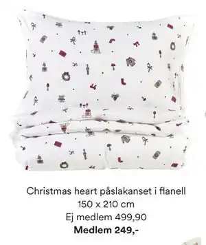 Hemtex Christmas heart påslakanset i flanell 150 x 210 cm, SEK 499.9, Medlemspris erbjuda