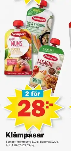 Pekås Klämpåsar, SEK 28 erbjuda