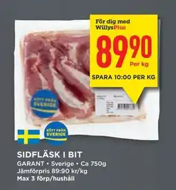 Willys SIDFLÄSK I BIT, Medlemspris erbjuda