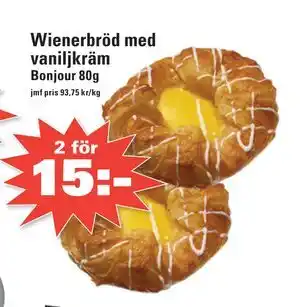 Wienerbröd med vaniljkräm, SEK 15
