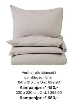 Hemtex Verbier påslakanset i garnfärgad flanell 150 x 210 cm erbjuda