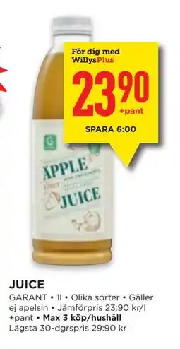 Willys JUICE, Medlemspris erbjuda