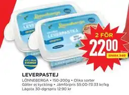 Willys LEVERPASTEJ, SEK 22 erbjuda