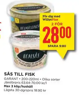 Willys SÅS TILL FISK, Medlemspris erbjuda