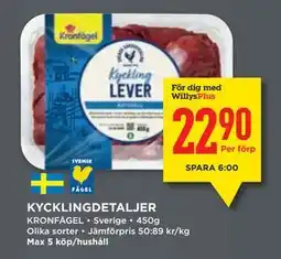 Willys KYCKLINGDETALJER, Medlemspris erbjuda