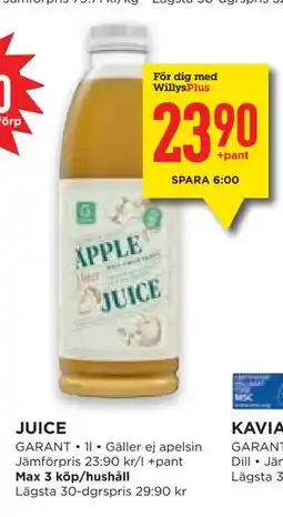 Willys Hemma JUICE, Medlemspris erbjuda