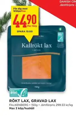 Willys Hemma RÖKT LAX, GRAVAD LAX, Medlemspris erbjuda