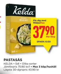 Willys Hemma PASTASÅS, Medlemspris erbjuda