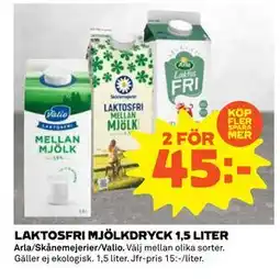 Coop Daglivs LAKTOSFRI MJÖLKDRYCK 1,5 LITER, SEK 45 erbjuda