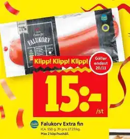 ICA Supermarket FALUKORV EXTRA FIN erbjuda