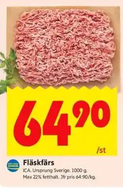 ICA Supermarket Fläskfärs erbjuda