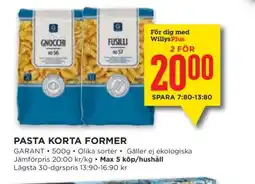Willys Pasta Korta Former erbjuda