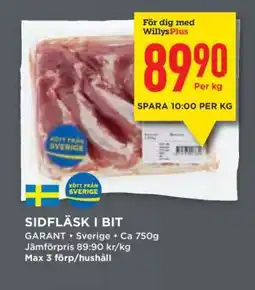 Willys Sidfläsk i bit erbjuda