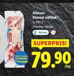 Lidl Allmans Rimmat sidfläsk erbjuda