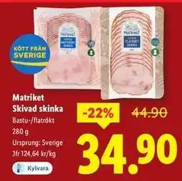 Lidl MATRIKET Skivad skinka erbjuda