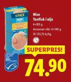 Lidl Nixe Tonfisk i olja erbjuda