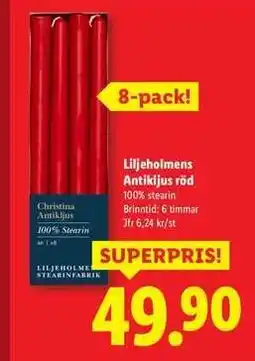 Lidl Liljeholmens Antikljus röd erbjuda
