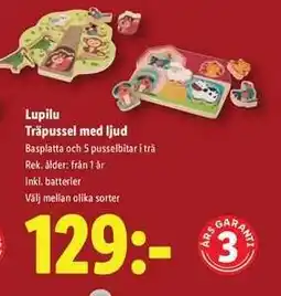 Lidl Lupilu Träpussel med ljud erbjuda