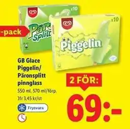 Lidl GB Glace Piggelin/Päronsplitt pinnglass erbjuda