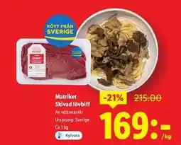 Lidl Matriket Skivad lövbiff erbjuda
