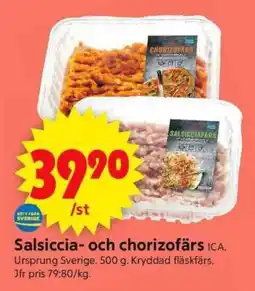 ICA Supermarket Salsiccia- och chorizofärs ICA erbjuda