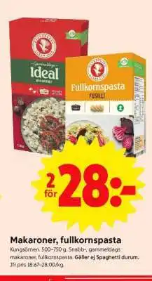 ICA Supermarket Makaroner, fullkornspasta erbjuda