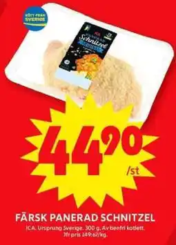 ICA Supermarket FÄRSK PANERAD SCHNITZEL erbjuda