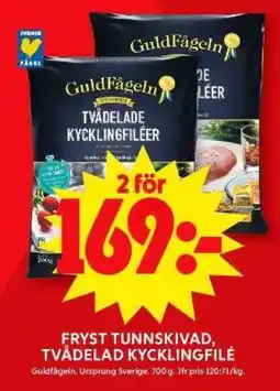 ICA Supermarket Guldfågeln Tvådelade Kycklingfiléer erbjuda