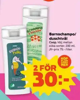 Stora Coop Barnschampo/duschtvål erbjuda