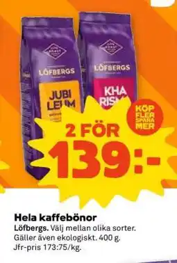 Stora Coop Hela kaffebönor erbjuda
