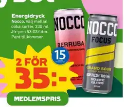 Stora Coop Energidryck Nocco erbjuda