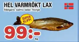 Nya Pulsen Hel varmrökt lax erbjuda