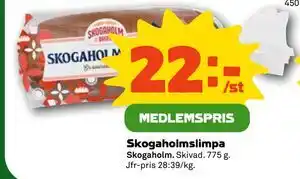 Skogaholmslimpa, Medlemspris