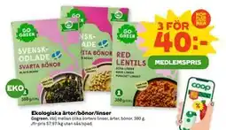 Coop Ekologiska ärtor/bönor/linser, Medlemspris erbjuda