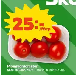 Coop Plommontomater, SEK 25 erbjuda