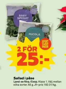 Coop Sallad i påse, SEK 25 erbjuda