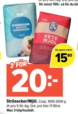 Coop Extra Strösocker/Mjöl, SEK 20 erbjuda