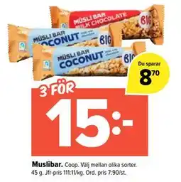 Coop Extra Muslibar., SEK 15 erbjuda