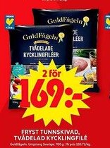 ICA Maxi Fryst tunnskivad, tvådelad kycklingfilé erbjuda