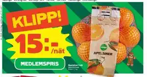 Apelsiner i nät, Medlemspris