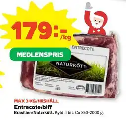 Stora Coop Entrecote/biff, Medlemspris erbjuda