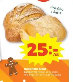 Stora Coop Italienskt bröd, SEK 25 erbjuda