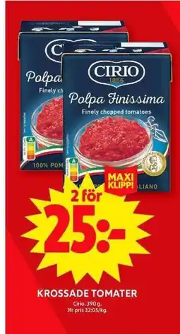 ICA Maxi CIRIO Krossade tomater erbjuda