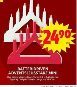 ICA Maxi Batteridriven adventsljusstake mini erbjuda