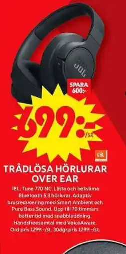 ICA Maxi JBL Trådlösa hörlurar over ear 770 NC erbjuda